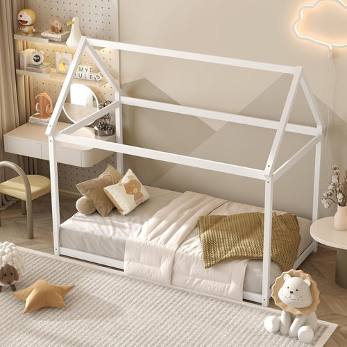 Twin House Bed with Roof Canopy, Montessori